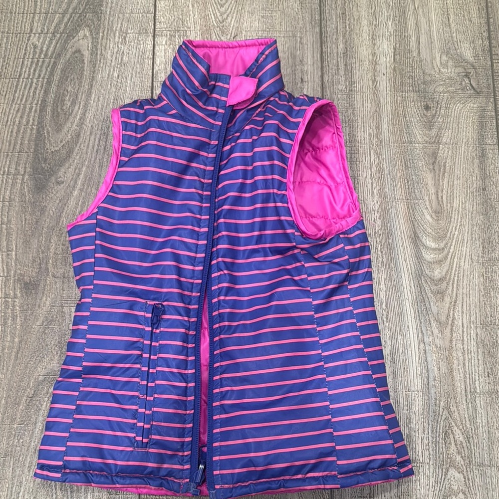 Striped Pink and Blue Puffer Vest